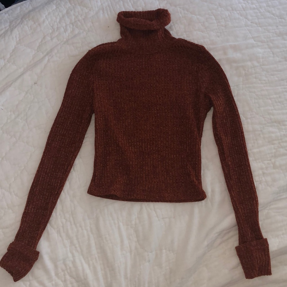 XS ribbed red turtleneck SHEIN